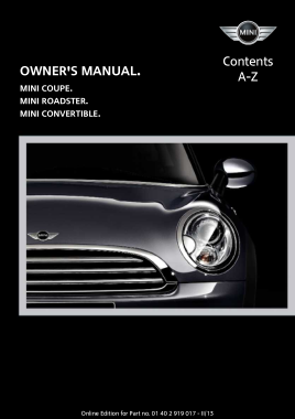 2013 Mini USA CONVERTIBLE Mini Coupe Roadster All Trims Owners Manual